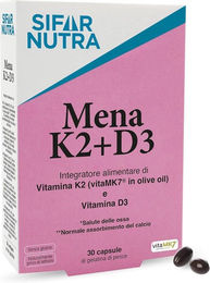 Sifar Nutra Mena K2 + D3 Kapseln mit Vitamin K2 MK-7 100 µg und Vitamin D3 1000 I.E. in Olivenöl – Bild 1 von 1