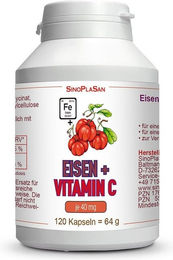 SinoPlasan Eisen Bisglycinat 40 mg mit Vitamin C 40 mg Kapseln 120 Stück – Bild 1 von 1