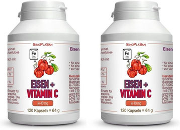 SinoPlasan Eisen Bisglycinat 40 mg mit Vitamin C 40 mg Kapseln 120 Stück – Bild 1 von 1