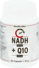 SinoPlaSan NADH 20 mg und Q10 100 mg Ubiquinon Kapseln 60 Stück glutenfrei und laktosefrei – Bild 1 von 2