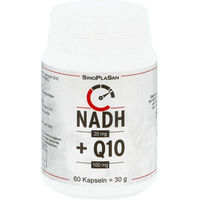 Produktbild von SinoPlaSan NADH 20 mg und Q10 100 mg Ubiquinon Kapseln 60 Stück glutenfrei und laktosefrei