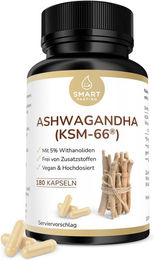 Smart Fasting Ashwagandha KSM-66 hochdosiert mit 5% Withanoliden vegan 180 Kapseln – Bild 1 von 4