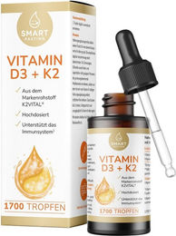 Smart Fasting Vitamin D3 K2 Tropfen mit 1000 IE Vitamin D3 und 20 µg Vitamin K2 K2VITAL all-trans – Bild 1 von 3