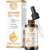 Produktbild von Smart Fasting Vitamin D3 K2 Tropfen mit 1000 IE Vitamin D3 und 20 µg Vitamin K2 K2VITAL all-trans