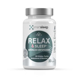 smartsleep RELAX & SLEEP Entspannungskapseln mit Magnesium, L-Tryptophan, Glycin, Lavendel und Hopfen, vegan, glutenfrei und laktosefrei, 30 Kapseln – Bild 1 von 4
