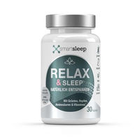 Produktbild von smartsleep RELAX & SLEEP Entspannungskapseln mit Magnesium, L-Tryptophan, Glycin, Lavendel und Hopfen, vegan, glutenfrei und laktosefrei, 30 Kapseln