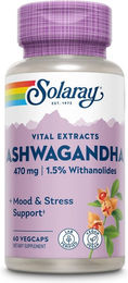 Solaray Ashwagandha Extrakt 470 mg Kapseln 60 Stück vegan glutenfrei ohne Zusatzstoffe – Bild 1 von 4