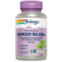 Produktbild von Solaray Ginkgo Biloba Extrakt 60 mg 24% Vegan Kapseln 120 Stück