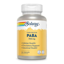 Solaray PABA mit Folsäure und B-Vitaminen 700 mg 100 Kapseln vegan glutenfrei für Erwachsene – Bild 1 von 2