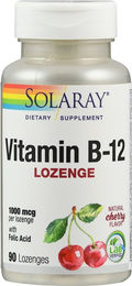 Solaray Vitamin B12 1000 mcg mit Folsäure Lutschtabletten vegan ohne Zusatzstoffe – Bild 1 von 1