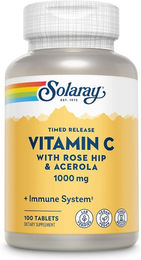 Solaray Vitamin C 1000 mg mit Acerola und Hagebutte vegan ohne Zusatzstoffe Tabletten – Bild 1 von 2