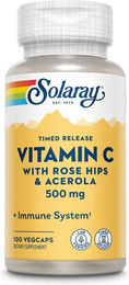 Solaray Vitamin C 500 mg Kapseln mit Acerola und Hagebutte vegan ohne Zusatzstoffe für Sportler – Bild 1 von 2
