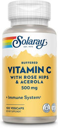 Solaray Vitamin C 500 mg Kapseln mit Acerola und Hagebutte vegan ohne Zusatzstoffe für Sportler – Bild 1 von 2