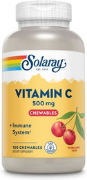 Solaray Vitamin C 500 mg Lutschtabletten mit Acerola und Hagebutte ohne Zusatzstoffe für Kinder Erwachsene und Sportler – Bild 1 von 2