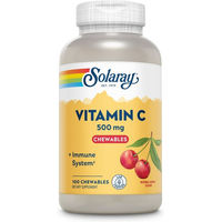 Produktbild von Solaray Vitamin C 500 mg Lutschtabletten mit Acerola und Hagebutte ohne Zusatzstoffe für Kinder Erwachsene und Sportler
