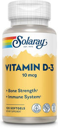 Solaray Vitamin D3 400 IE Kapseln 120 Stück glutenfrei und ohne Zusatzstoffe – Bild 1 von 2