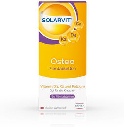 Solarvit Osteo Tabletten mit Vitamin D3, K2 und Calcium, laktosefrei und glutenfrei, 60 Stück – Bild 1 von 1