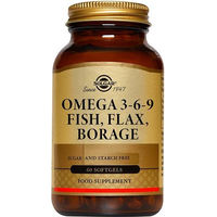 Produktbild von Solgar Omega 3-6-9 mit Fisch, Leinsamen und Borretsch 60 Weichkapseln