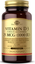 Solgar Vitamin D3 1000 IE 25 mcg Weichkapseln 250 Stück – Bild 1 von 2