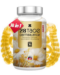 Sonnesee 28 Tage Darmbalance Nahrungsergänzung mit Flohsamenschalen, Inulin, L-Glutamin, Bakterienkulturen und Vitamin D3, 90 Kapseln, vegan, glutenfrei – Bild 1 von 3