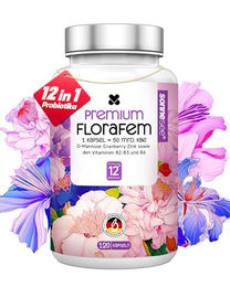 Sonnesee FloraFem Probiotikum für Frauen mit 12 Kulturen, 50 Milliarden KBE, D-Mannose, Cranberry und Zink, 120 Kapseln, vegan – Bild 1 von 5