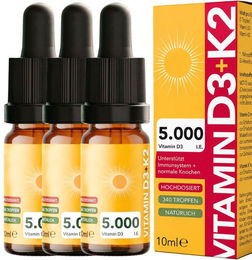 SOS-Apo Vitamin D3 + K2 Tropfen hochdosiert 5000 IE + 100 µg K2 MK-7 vegan mit MCT-Öl – Bild 1 von 4