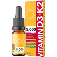Produktbild von SOS-Apo Vitamin D3 + K2 Tropfen hochdosiert 5000 IE + 100 µg K2 vegan mit MCT-Öl