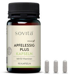 Sovita Care Apfelessig Plus Kapseln mit Vitamin B6, Folsäure, Biotin und Vitamin B12 vegan 90 Stück – Bild 1 von 3