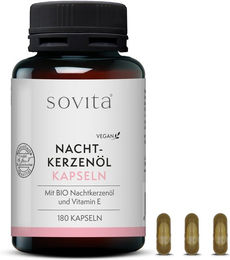SOVITA Nachtkerzenöl Kapseln mit Vitamin E, Bio, Vegan, 180 Kapseln – Bild 1 von 2