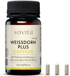Sovita Weissdorn Plus Kapseln mit Weissdornfruchtextrakt und Thiamin vegan 90 Kapseln – Bild 1 von 2