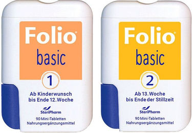 SteriPharm Folio 1 + Folio 2 Tabletten für Schwangere und Stillende laktosefrei und glutenfrei 180 Stück – Bild 1 von 1