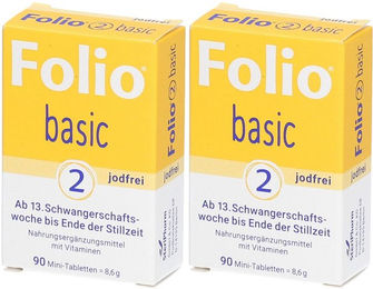 SteriPharm Folio 2 basic jodfrei Tabletten 180 Stück laktosefrei und glutenfrei für Frauen, Schwangere und Stillende – Bild 1 von 1