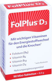 Steripharm Folplus+D3 Tabletten mit Folsäure, Vitamin D3 und K2, 90 Stück, vegetarisch, glutenfrei und laktosefrei – Bild 1 von 1