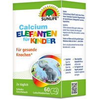 Produktbild von SUNLIFE Calcium Elefanten Lutschtabletten für Kinder mit 400 mg Calcium Carbonat 60 Stück