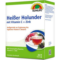 Produktbild von Sunlife Heißer Holunder mit Vitamin C und Zink Granatapfel Pulver 20 Sticks vegan gluten- und laktosefrei