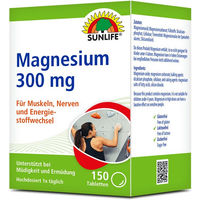 Produktbild von SUNLIFE Magnesium 300 mg Tabletten vegan laktosefrei zuckerfrei glutenfrei für Sportler 150 Stück