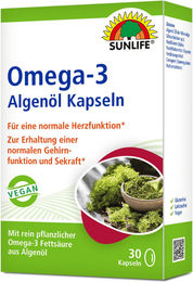 SUNLIFE® Vegane Omega 3 Algenöl Kapseln vegan laktosefrei glutenfrei – Bild 1 von 1