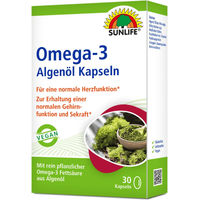 Produktbild von SUNLIFE® Vegane Omega 3 Algenöl Kapseln vegan laktosefrei glutenfrei