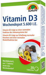 SUNLIFE Vitamin D3 Wochendepot Tabletten 5600 IE glutenfrei und laktosefrei – Bild 1 von 1