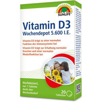Produktbild von SUNLIFE Vitamin D3 Wochendepot Tabletten 5600 IE glutenfrei und laktosefrei