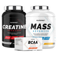 Produktbild von Superset Nutrition Masseaufbauprogramm mit Mass Advanced 2,5kg Banana Split, Creatine Hardcore 1,5kg Ice Tea Peach und BCAA Xtreme Pulver