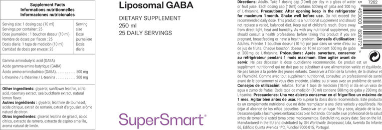 SuperSmart Liposomal GABA Anti-Stress-Komplex Flüssig 250 ml – Bild 1 von 1
