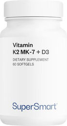 SuperSmart Vitamin D3 und MK-7 Kapseln mit 90 mcg Vitamin K2 und 3600 IE Vitamin D3, 60 Kapseln – Bild 1 von 1