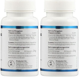 Supplementa Corporation B.V. Vitamin B2 100 mg Kapseln 60 Stück – Bild 1 von 1