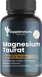 supplenatura Rheinland Magnesium-Taurat Kapseln vegan glutenfrei ohne Zusatzstoffe 180 Stück 192 mg Magnesium pro Portion – Bild 1 von 2