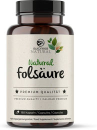 Surpresa Natural Folsäure Kapseln vegan glutenfrei laktosefrei für Schwangere und Stillende 180 Stück – Bild 1 von 3