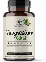 Surpresa Natural Magnesium Citrat Kapseln vegan ohne Zusatzstoffe 180 Stück für Sportler – Bild 1 von 3