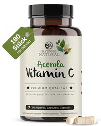 Surpresa Natural Vitamin C Kapseln mit Acerola und Hagebutte 162,5 mg 180 Stück vegan ohne Zusatzstoffe – Bild 1 von 5
