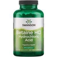 Produktbild von Swanson Betain HCl Chlorwasserstoffsäure mit VegPeptase vegetarische Kapseln 250 Stück