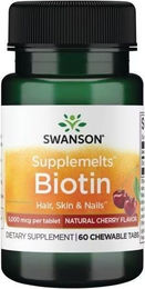 Swanson Biotin 5.000 mcg Lutschtabletten 60 Stück – Bild 1 von 2